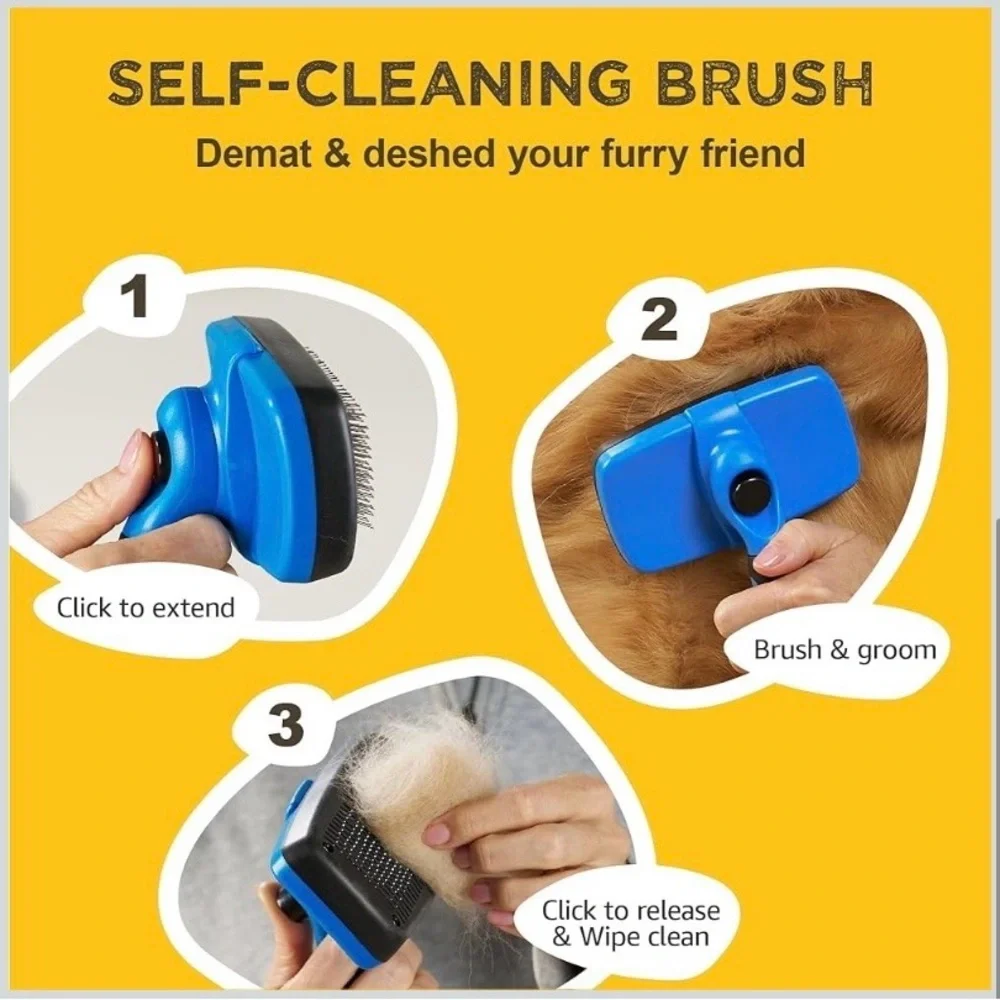 NEW - Deshedding Dog Brush for Shedding, Self Clean Cat Brush Deshedding & Groom